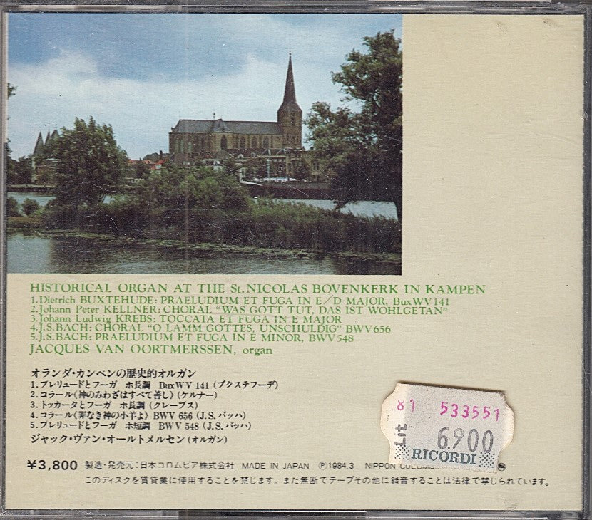 MCD- CD BACH HISTORICAL ORGAN NICOLAS BOVENKERK KAMPEN OORTMERSSEN DENON - ZCD5