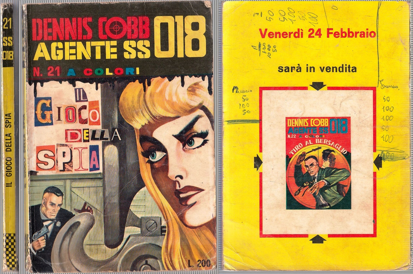 FN- DENNIS COBB AGENTE SS 018 A COLORI N.21 GIOCO SPIA -- CORNO - 1967 - B- A25