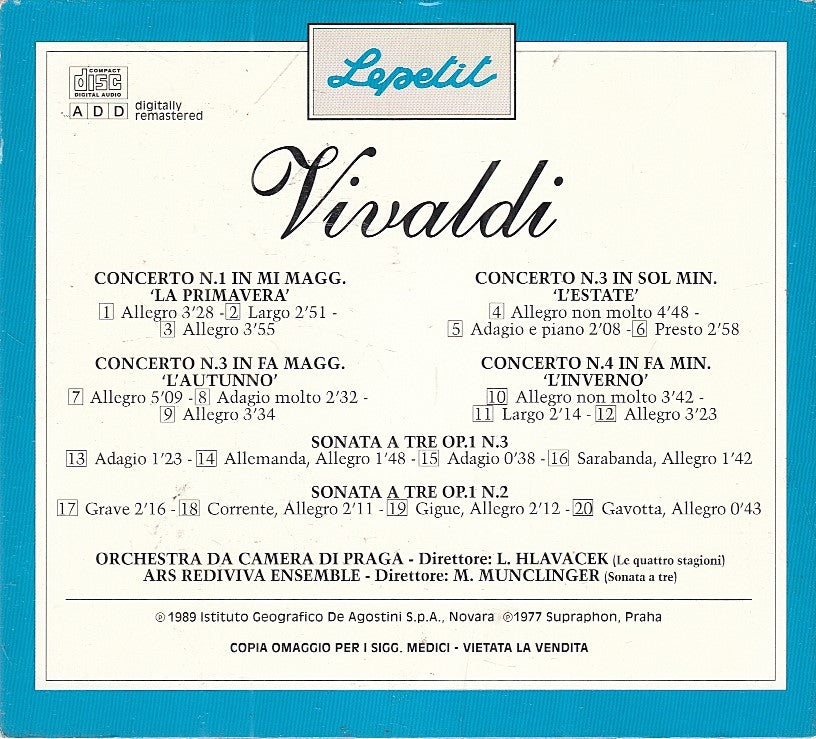 MCD- CD VIVALDI MAESTRI DELLA MUSICA TELDANE DEAGOSTINI - ZCD12