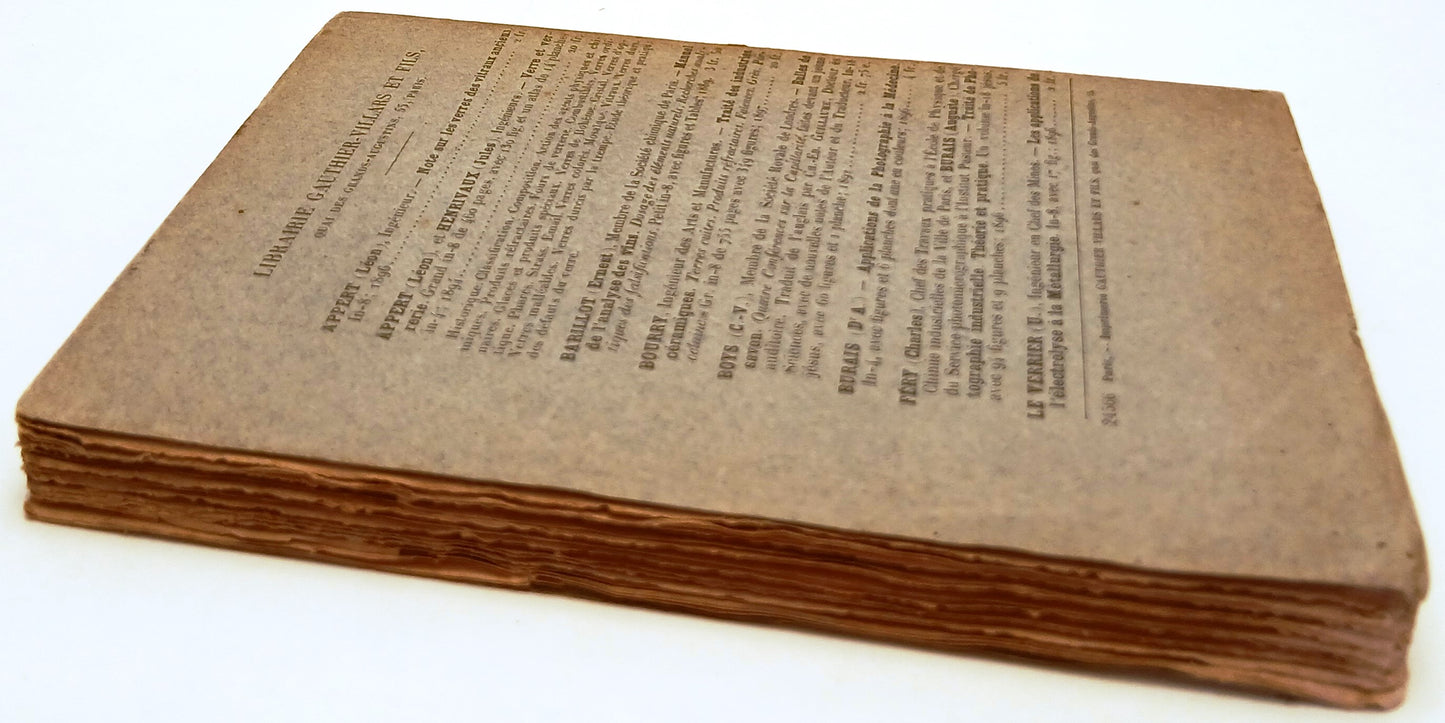 LH- GUIDE POUR LE SOUFFLAGE DU VERRE- EBERT- GAUTHIER VILLARS--- 1897- B- ZFS165