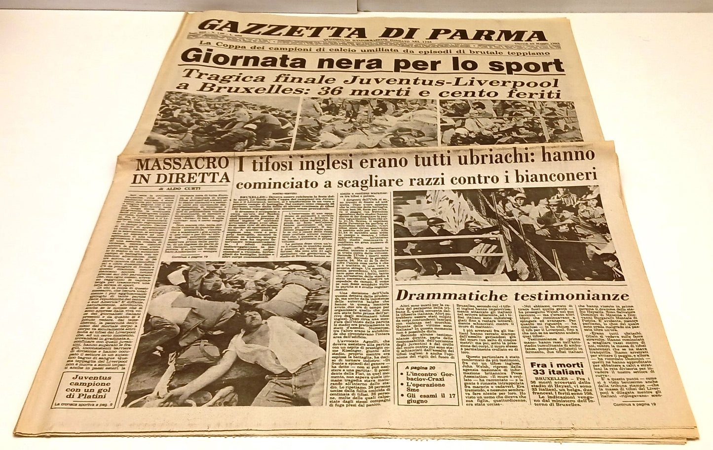 LR- QUOTIDIANO GAZZETTA DI PARMA 30 MAGGIO 1985 STADIO HEYSEL BRUXELLES - RVSh26