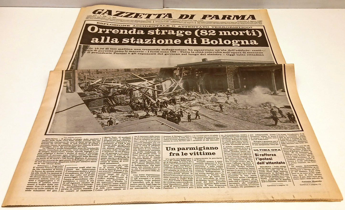 LR- QUOTIDIANO GAZZETTA DI PARMA 3 AGOSTO 1980 STRAGE STAZIONE BOLOGNA - RVSh32