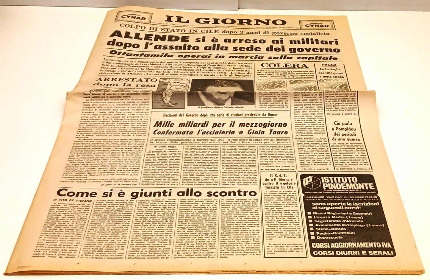 LR- QUOTIDIANO IL GIORNO 12 SETTEMBRE 1973 COLPO DI STATO IN CILE ALLENDE RVSh37