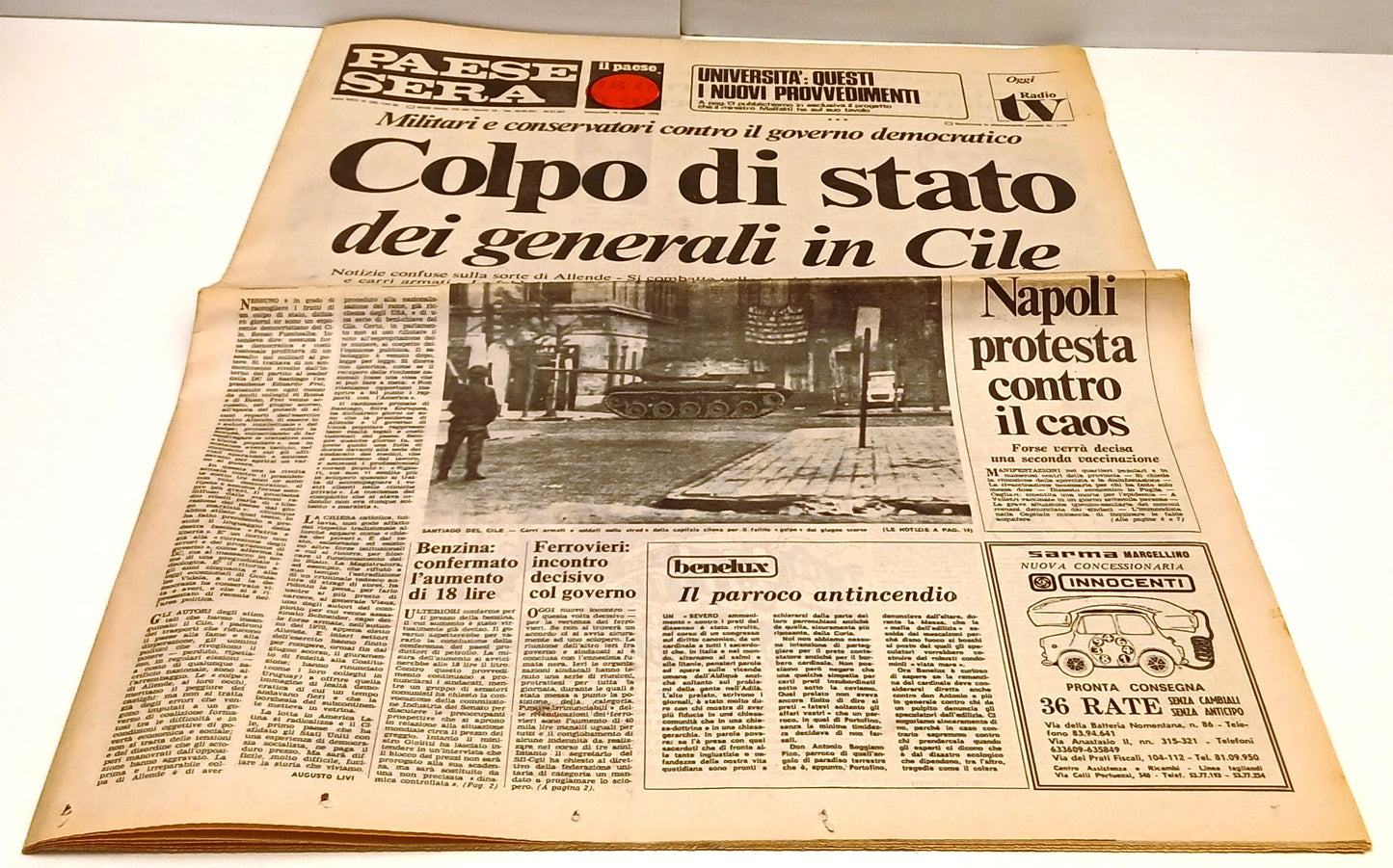 LR- QUOTIDIANO PAESE SERA 12 SETTEMBRE 1973 COLPO DI STATO GENERALI CILE- RVSh38