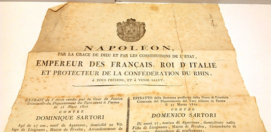 CV- GRIDA NAPOLEONE EMPEREUR FRANCAIS ROI D'ITALIE CARMIGNANI PARMA 1810- RVSh46