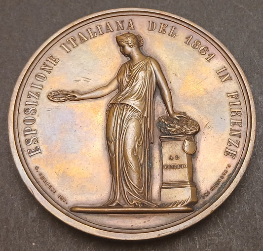 CB- MEDAGLIA VITTORIO EMANUELE II RE D'ITALIA ESPOSIZIONE FIRENZE 1861 - GTTS116