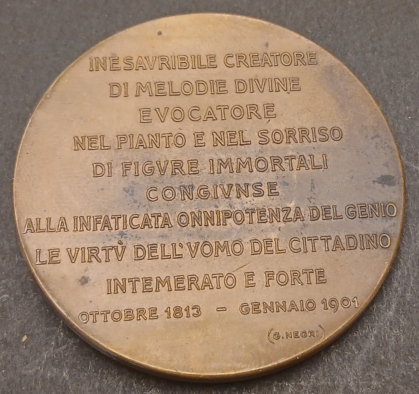 CB- MEDAGLIA COMMEMORATIVA GIUSEPPE VERDI 1813-1901 ANNIVERSARIO MORTE - GTTS110