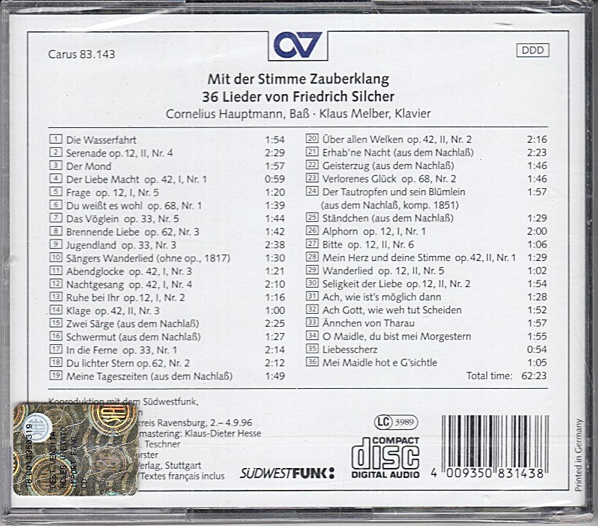 MCD- CD SILCHER MIT DER STIMME ZAUBERKLANG HAUPTMANN SUEDWESTFUNK - ZCD5