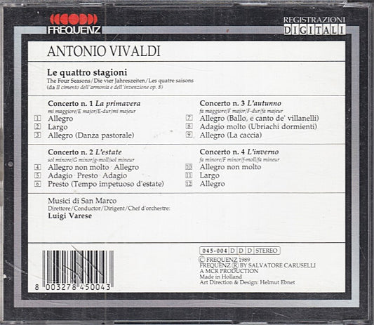 MCD- CD I GRANDI MUSICISTI VIVALDI LE QUATTRO STAGIONI FREQUENZ - ZCD4