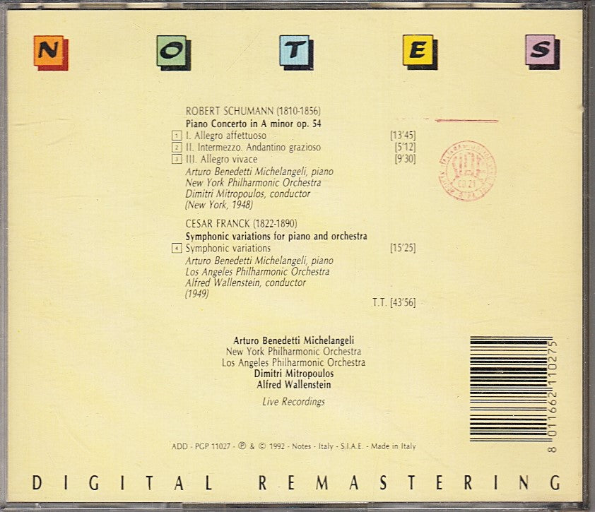 MCD- CD SCHUMANN FRANCK OP. 54 SYMPHONIC VARIATIONS NOTES - ZCD11
