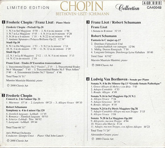 MCD- CD LIMITED EDITION CHOPIN BEETHOVEN LISZT SCHUMANN CLASSIC ART 4CD - ZCD9