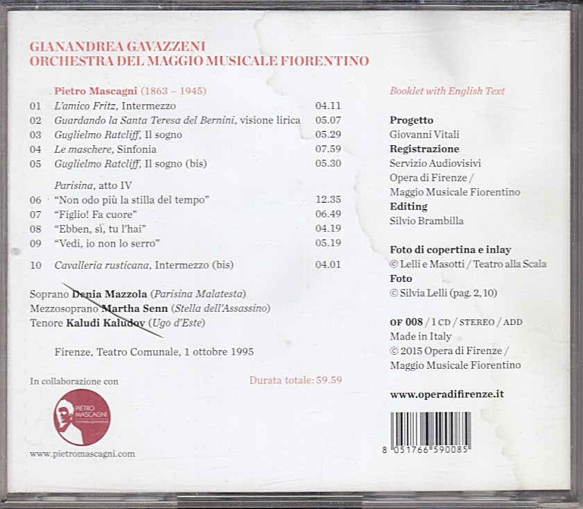 MCD- CD MASCAGNI MAGGIO LIVE GAVAZZENI OPERA DI FIRENZE - ZCD6