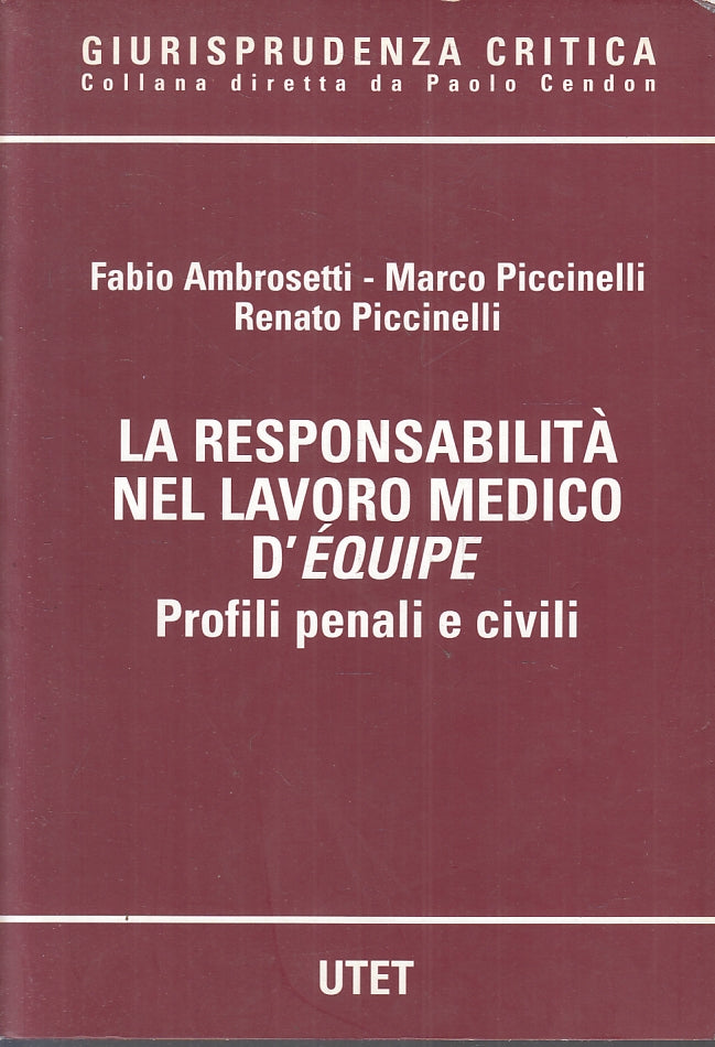 LZ- LA RESPONSABILITA' NEL LAVORO MEDICO D'EQUIPE -- UTET --- 2003 - B - ZFS463
