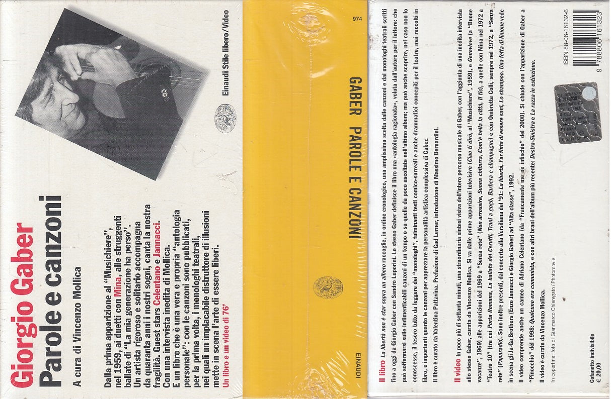 LN- GABER PARLOLE E CANZONI LIBRO E VIDEO- MOLLICA- EINAUDI--- 2003 - B - YFS475