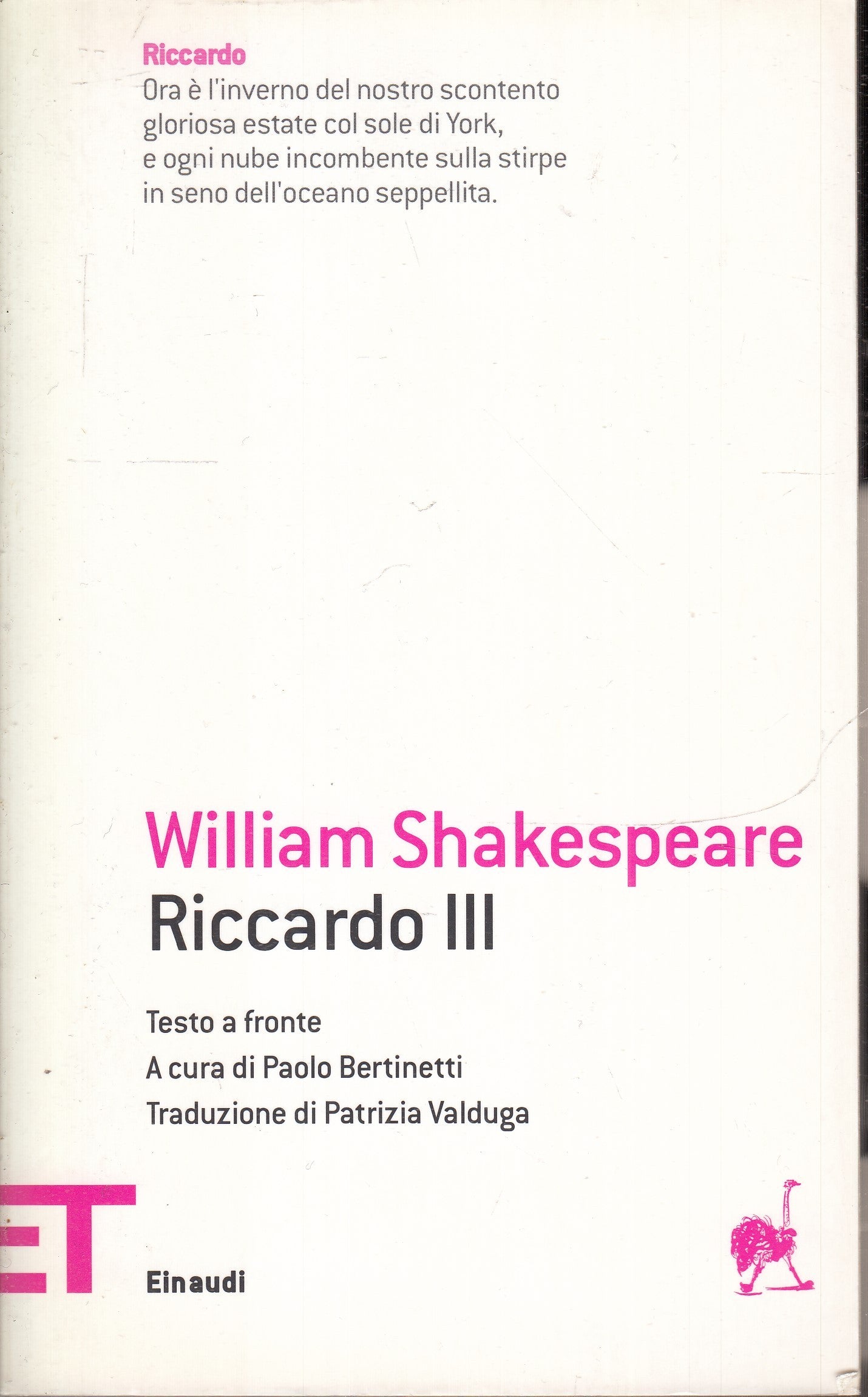 LN- RICCARDO III - WILLIAM SHAKESPEARE- EINAUDI- ET TEATRO- 1a ED.- 2010- B- XFS
