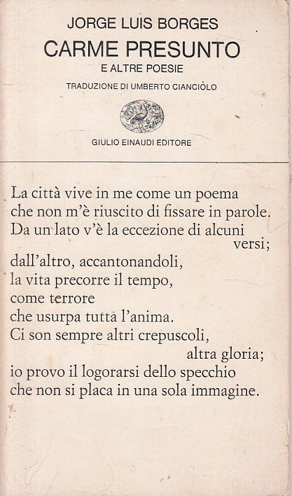 LN- CARME PRESUNTO E ALTRE POESIE - BORGES - EINAUDI --- 1981 - B - ZFS243