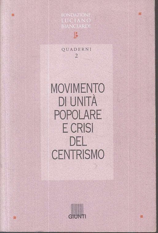 LS- MOVIMENTO DI UNITA' POPOLARE E CRISI DEL CENTRISMO-- GIUNTI- 1995- B- ZTS227
