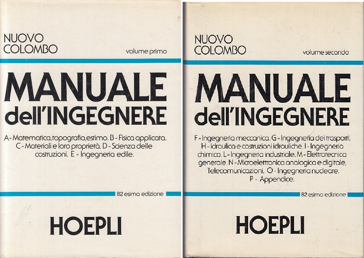 LZ- MANUALE DELL'INGEGNERE 2 VOLUMI - COLOMBO - HOEPLI --- 1991 - CS - ZFS231