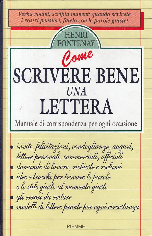 LZ- COME SCRIVERE BENE LETTERA MANUALE - FONTENAY - PIEMME --- 1995 - C - ZFS421
