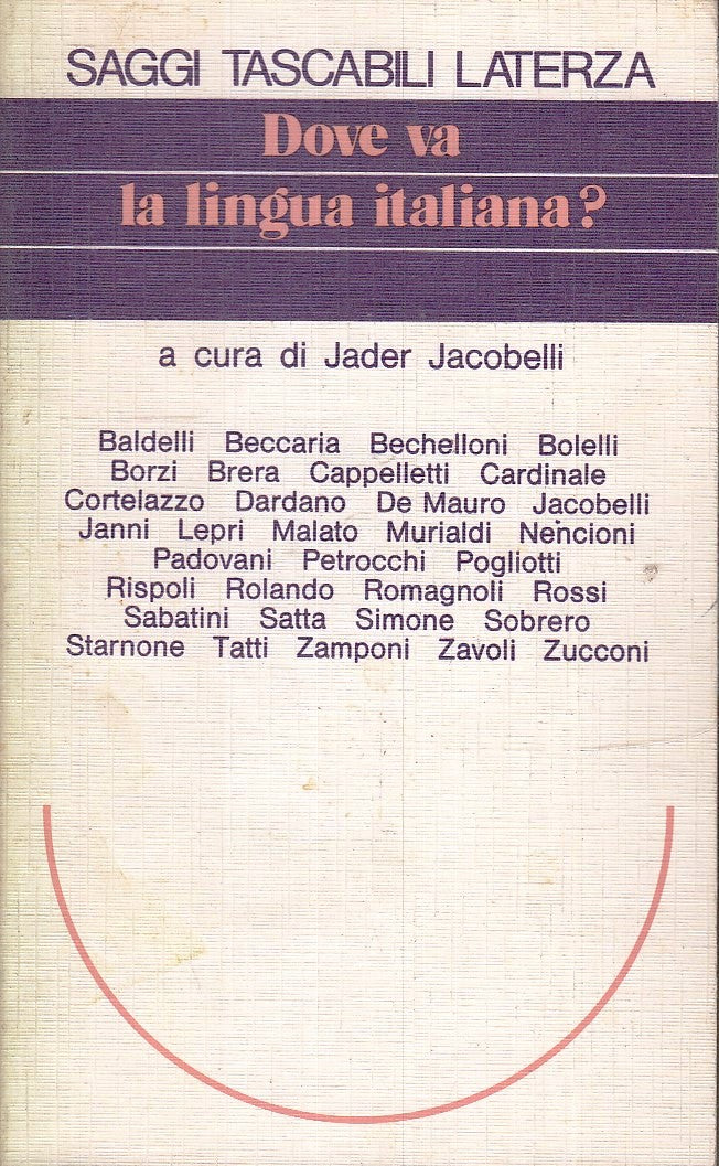 LS- DOVE VA LA LINGUA ITALIANA- JACOBELLI- LATERZA- SAGGI TASCABILI- 1987- B-XFS