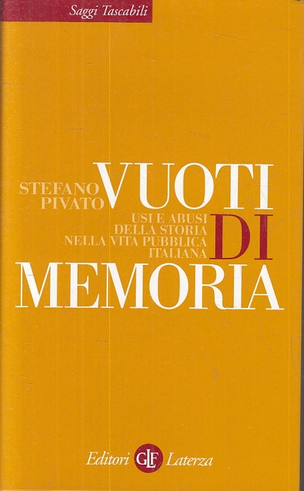 LS- VUOTI DI MEMORIA- STEFANO PIVATO- LATERZA- SAGGI TASCABILI- 2007- BS- ZTS227