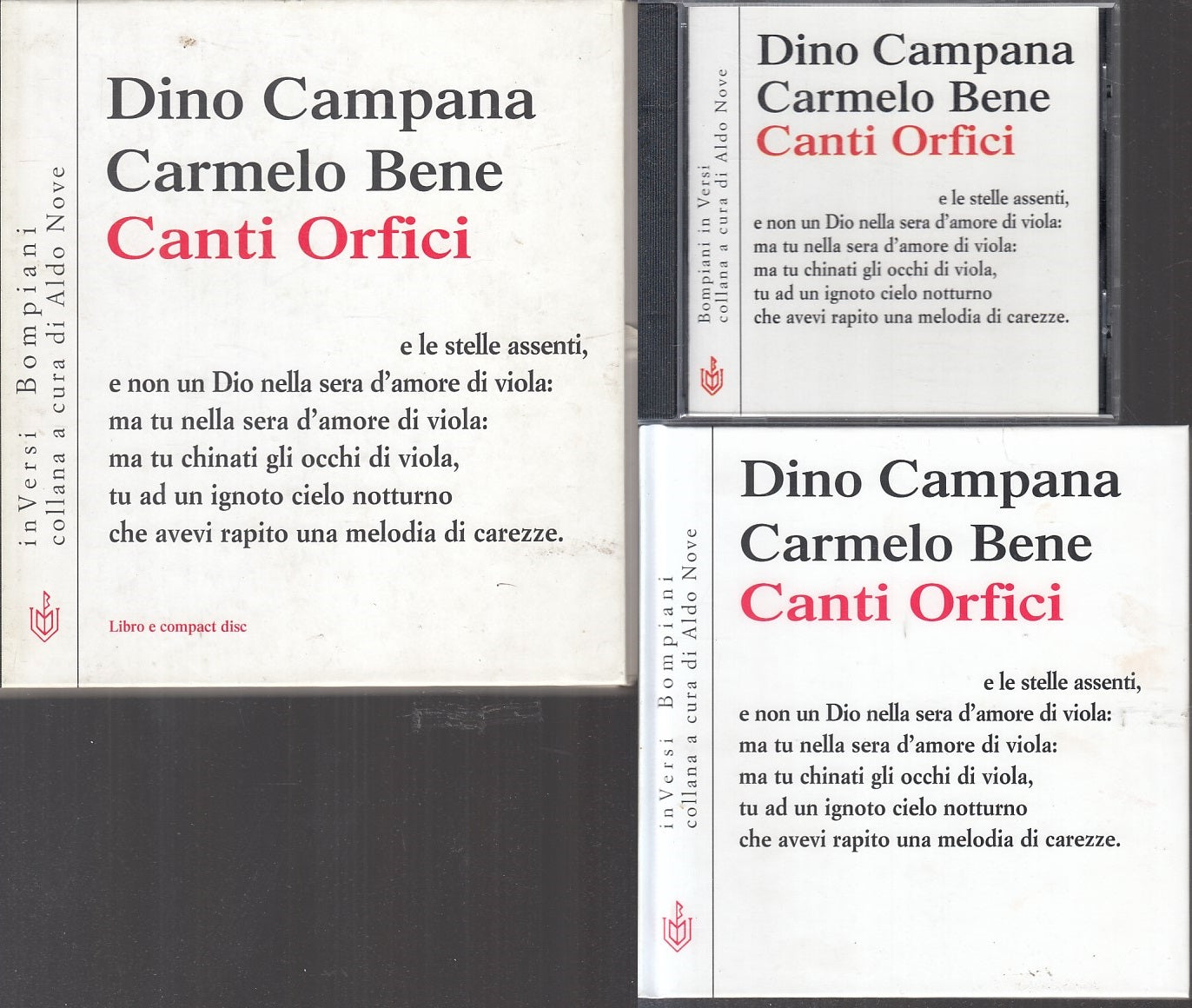 LS- CANTI ORFICI LIBRO + CD - CAMPANA BENE - BOMPIANI --- 2000 - C - ZFS269