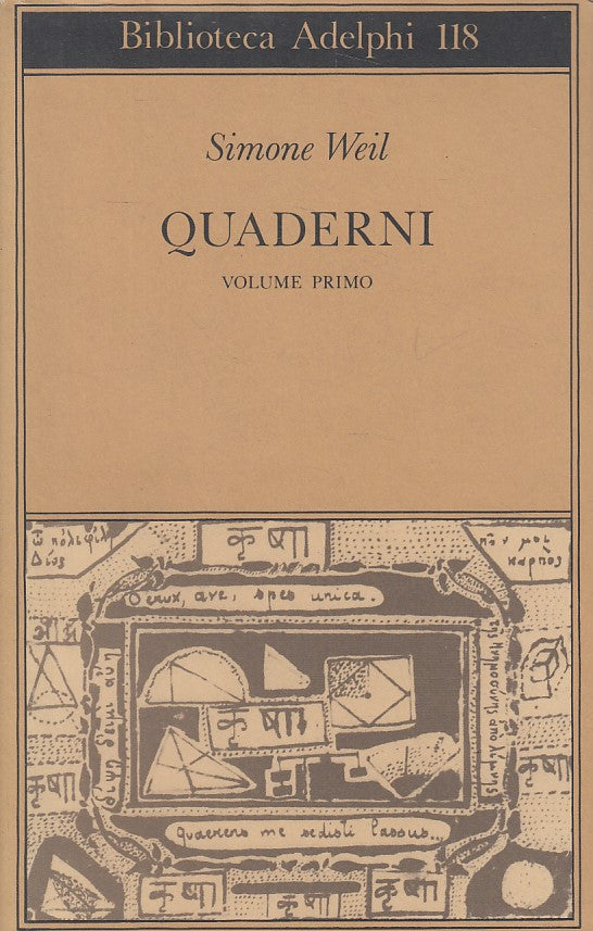 LN- QUADERNI VOL.1 - SIMONE WEIL - ADELPHI - BIBLIOTECA -- 1994 - BS - YDS500