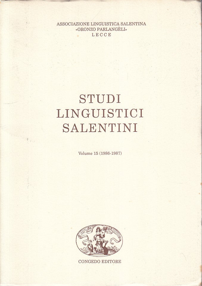 LS- STUDI LINGUISTICI SALENTINI VOL.15 -- CONGEDO --- 1988 - B - YFS34