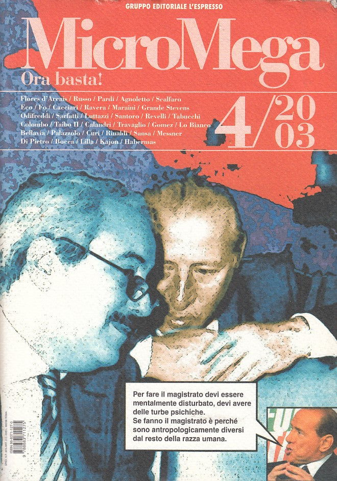 LS- MICROMEGA 4/2003 ORA BASTA! -- L'ESPRESSO --- 2003 - B - ZFS287