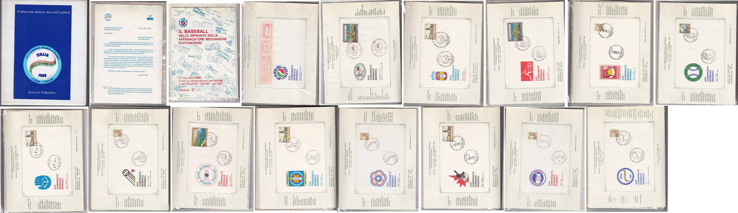 CV- XXX CAMPIONATO MONDIALE BASEBALL 1988 RACCOGLITORE 14 ANNULLI FILATELICI CPL