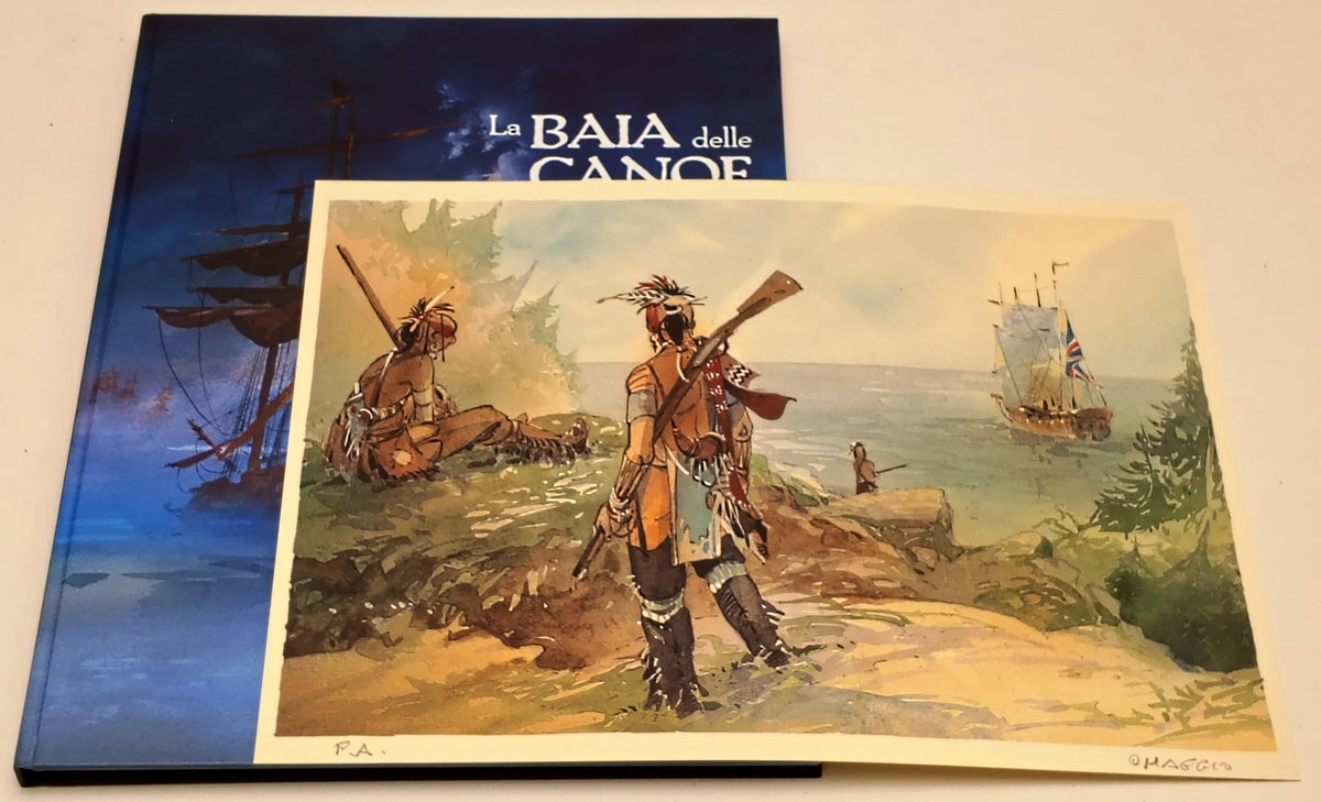 La baia delle canoe- Patrick Prugne Tiburce Oger- Segni d'Autore- litografia-L26