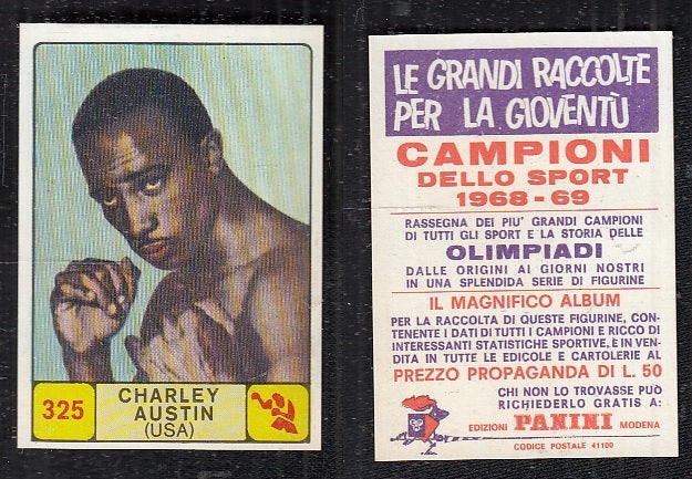 BOXING CARD - PANINI - CAMPIONI SPORT 1968/69 - CHARLEY AUSTIN - 325 - MINT