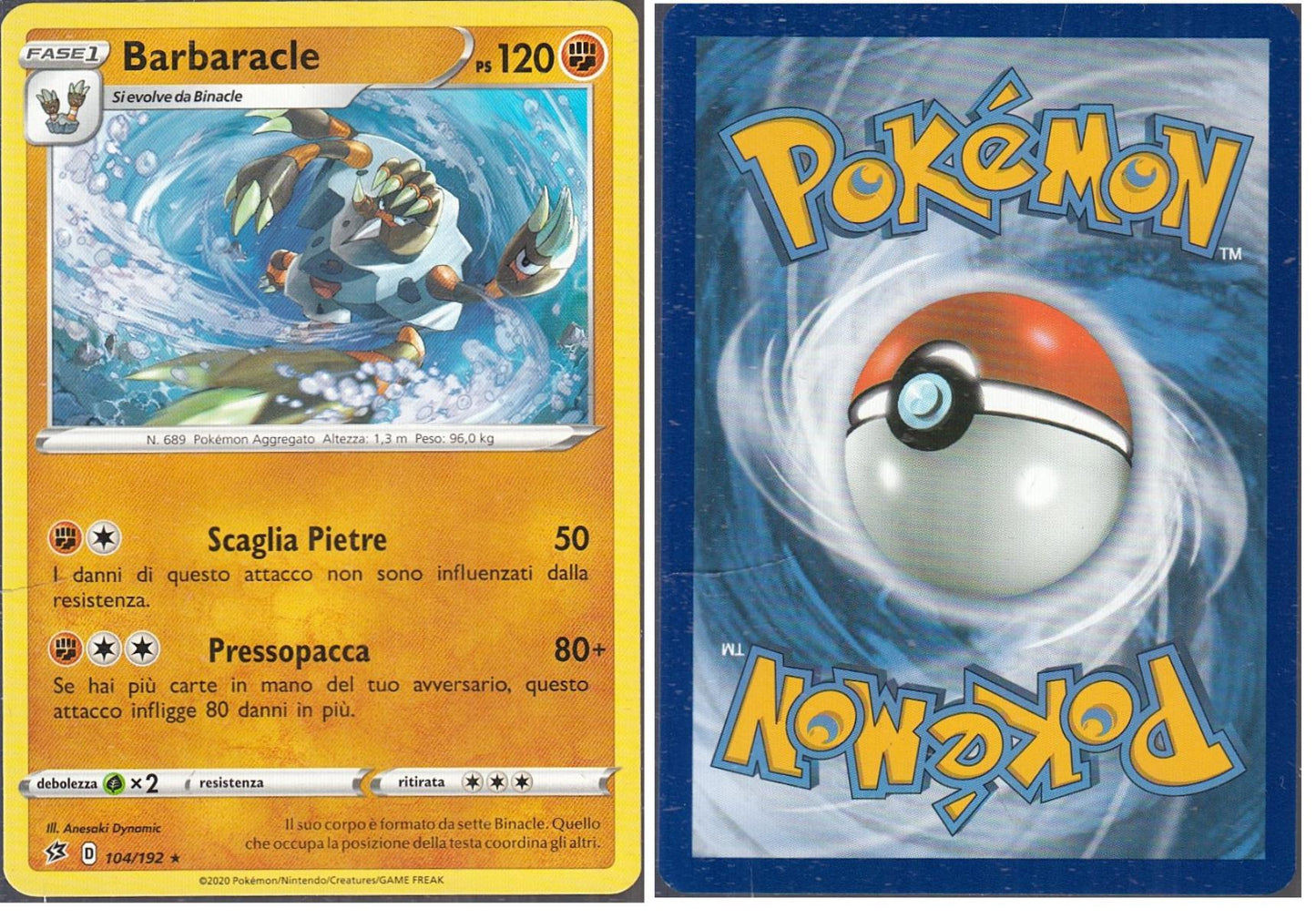 POKEMON CARD CARTA - BARBARACLE 104/192 RARA - ITA - CRD018