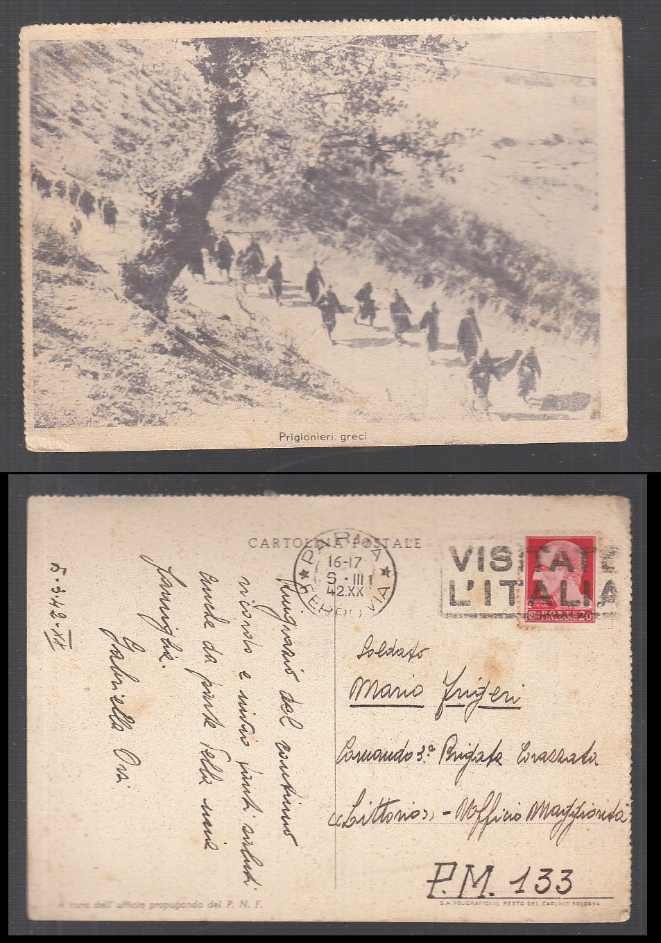 CC- CARTOLINA MILITARE PRIGIONIERI GRECI 1942 VIAGGIATA - CRT1816