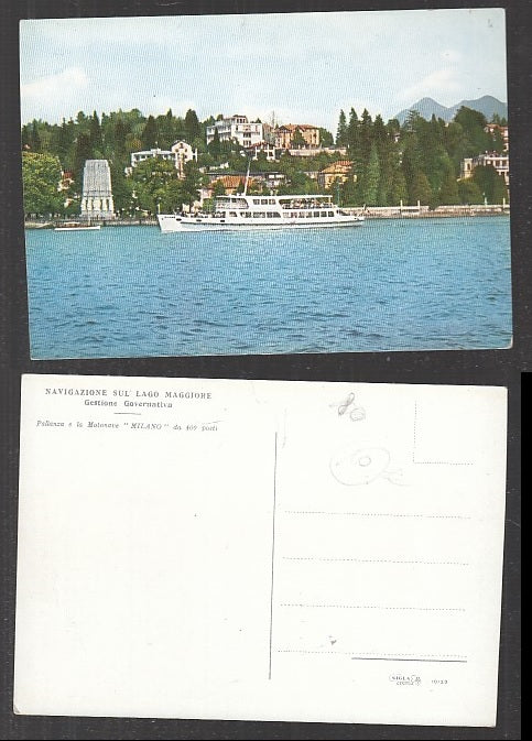 CC- CARTOLINA NAVIGAZIONE LAGO MAGGIORE PALLANZA E MOTONAVE MILANO - CRT1902