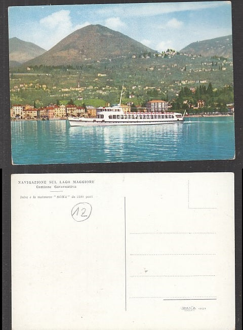 CC- CARTOLINA NAVIGAZIONE LAGO MAGGIORE INTRA E MOTONAVE ROMA - CRT1908