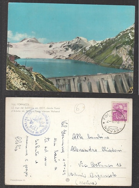 CC- CARTOLINA PAESAGGISTICA VAL FORMAZZA DIGA SABBIONE VERBANO OSSOLA - CRT1945