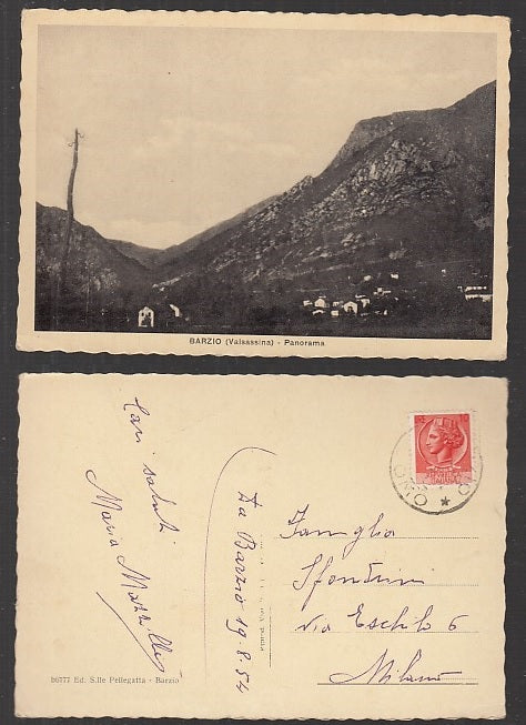 CC- CARTOLINA PAESAGGISTICA BARZIO VALSASSINA PANORAMA LECCO - CRT1948
