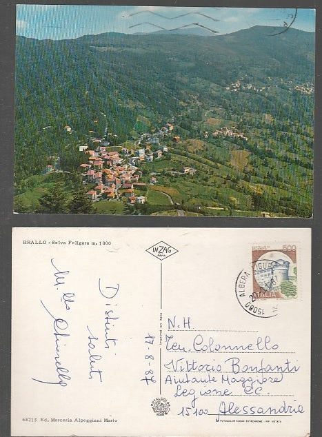 CARTOLINA - BRALLO SELVA FELIGARA PAVIA 1987 - CRT2035