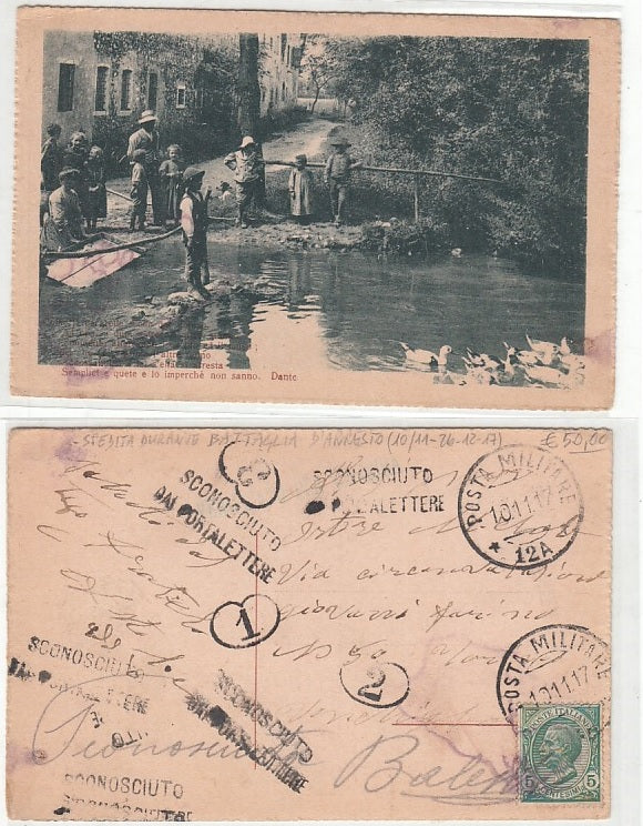 CC- CARTOLINA POSTA MILITARE 12A BATTAGLIA D'ARRESTO 1917 SCONOSCIUTO - CRT2406