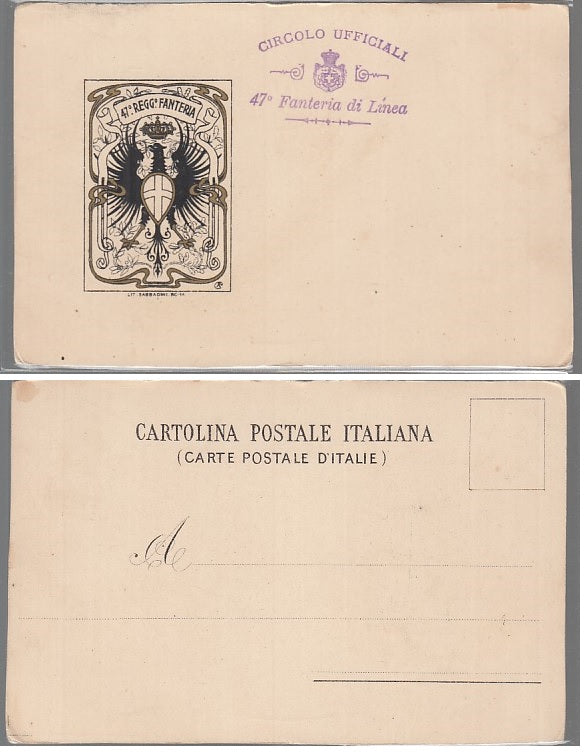 CC- CARTOLINA MILITARE 47° REGGIMENTO FANTERIA CIRCOLO UFFICIALI - CRT2531