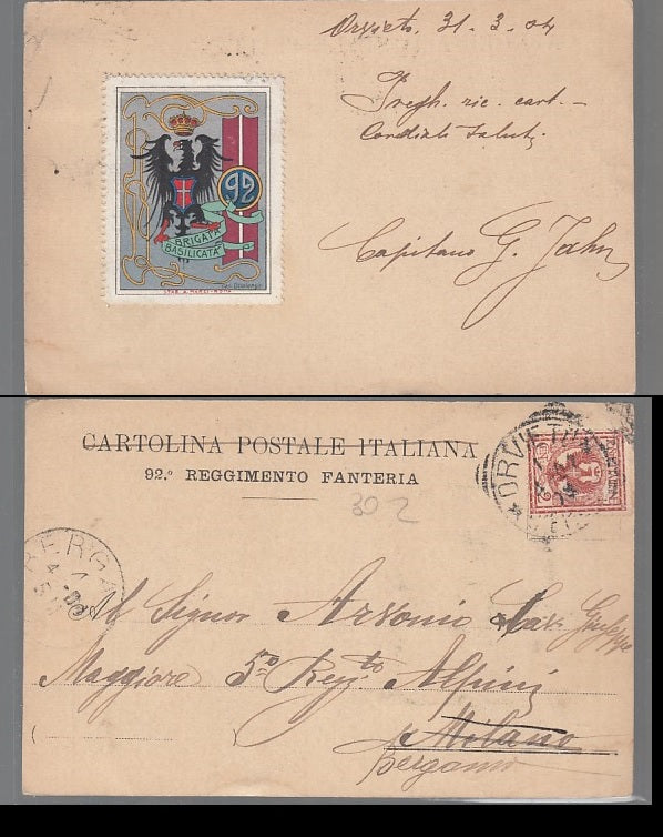 CC- CARTOLINA MILITARE BRIGATA BASILICATA VIAGGIATA 1907 - CRT2532