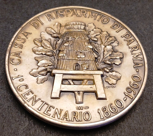 CB- Madaglia Cassa Risparmio di Parma 1° Centenario 1860-1960 - argento- GTTS165