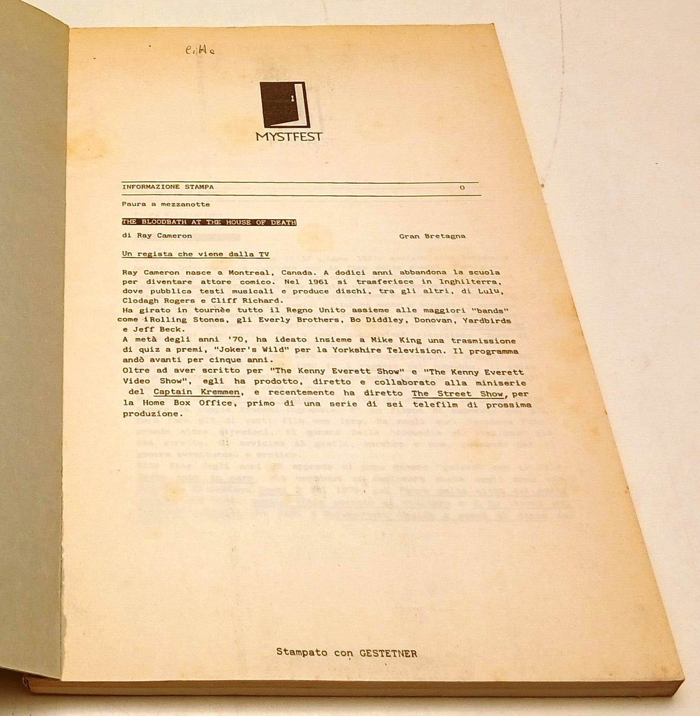 Rassegna Stampa Cattolica 84 - Mystfest 1984 - YFS772