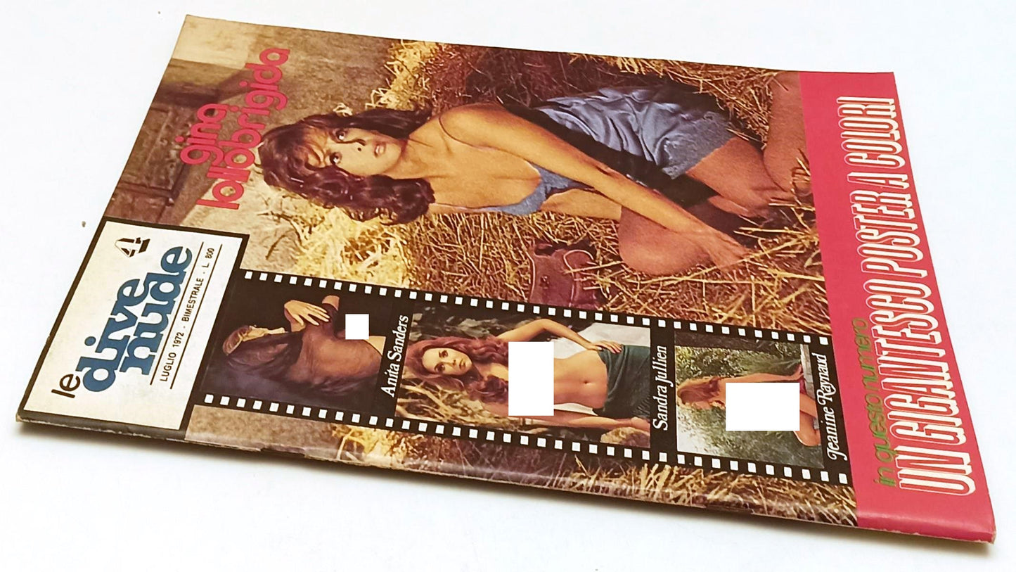 LX- DIVE NUDE 4 LUGLIO 1972 GINA LOLLOBRIGIDA CON POSTER GIGANTESCO - RVSa453
