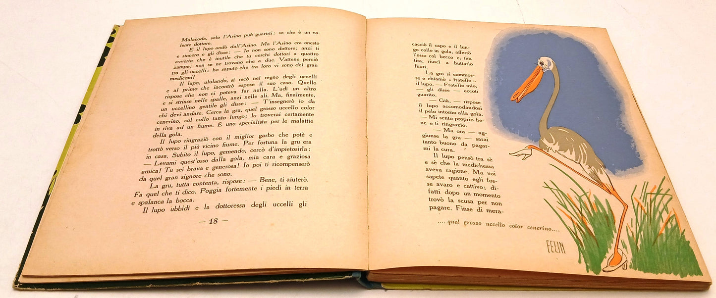 Esopo racconta - Armando Lodolini - Cappelli- 1950- illustrazioni Felin- XFS212