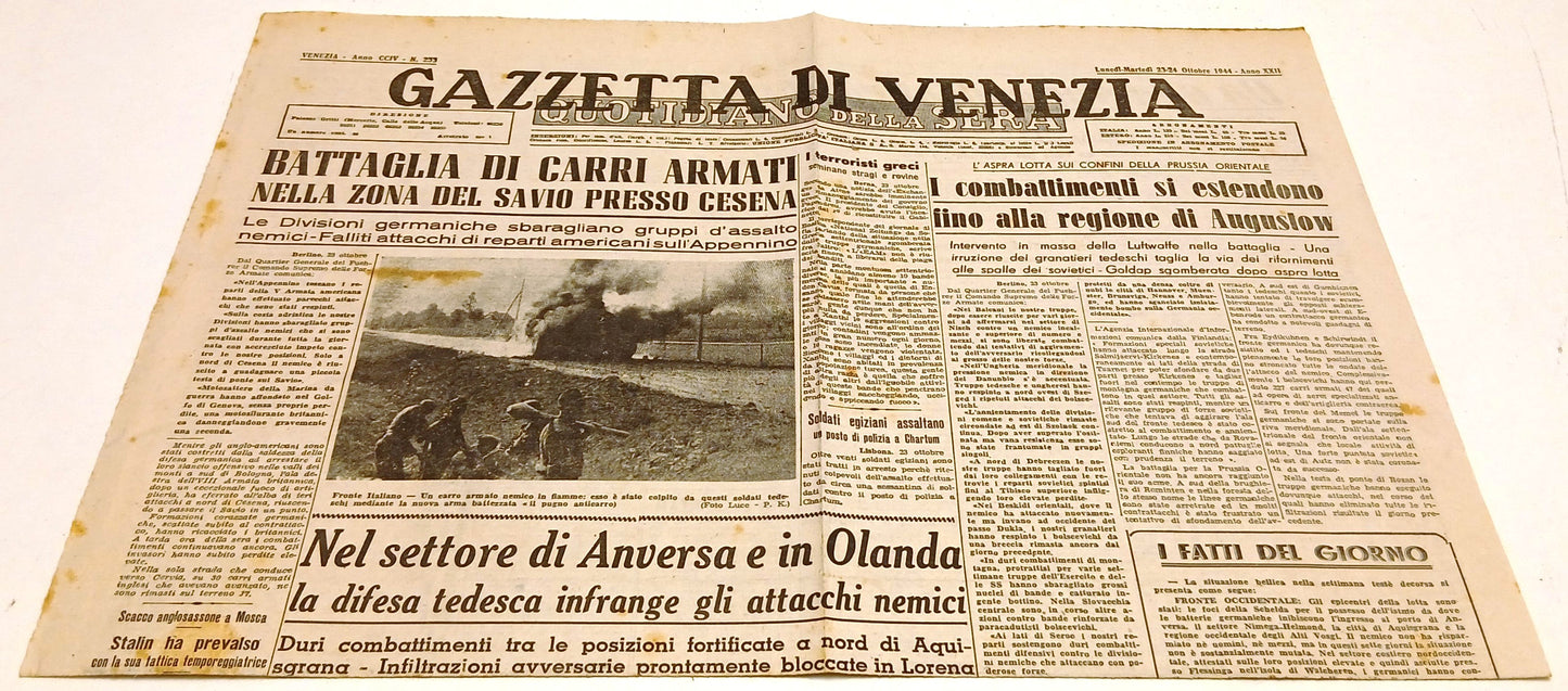 Quotidiano Gazzetta di Venezia 23-24 ottobre 1944-XXII - RVSa671