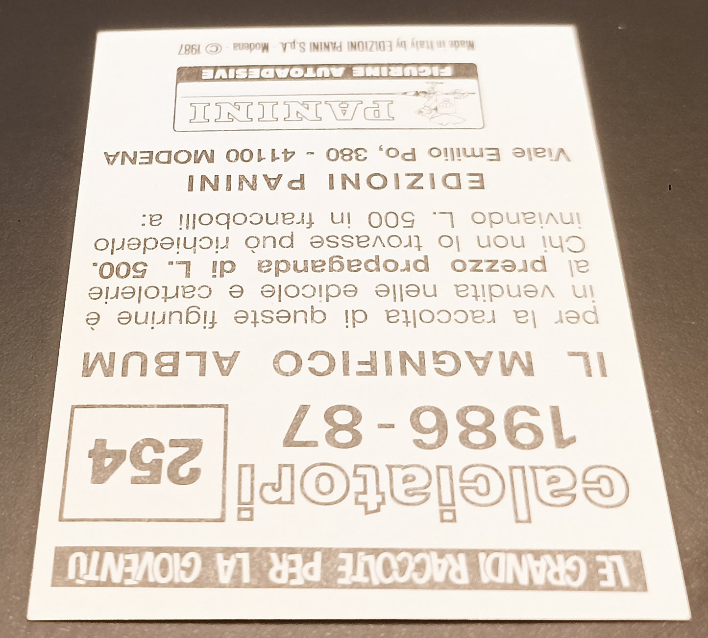 SOCCER CARD - PANINI - CALCIATORI 1986/87 - GIANLUCA VIALLI - MINT