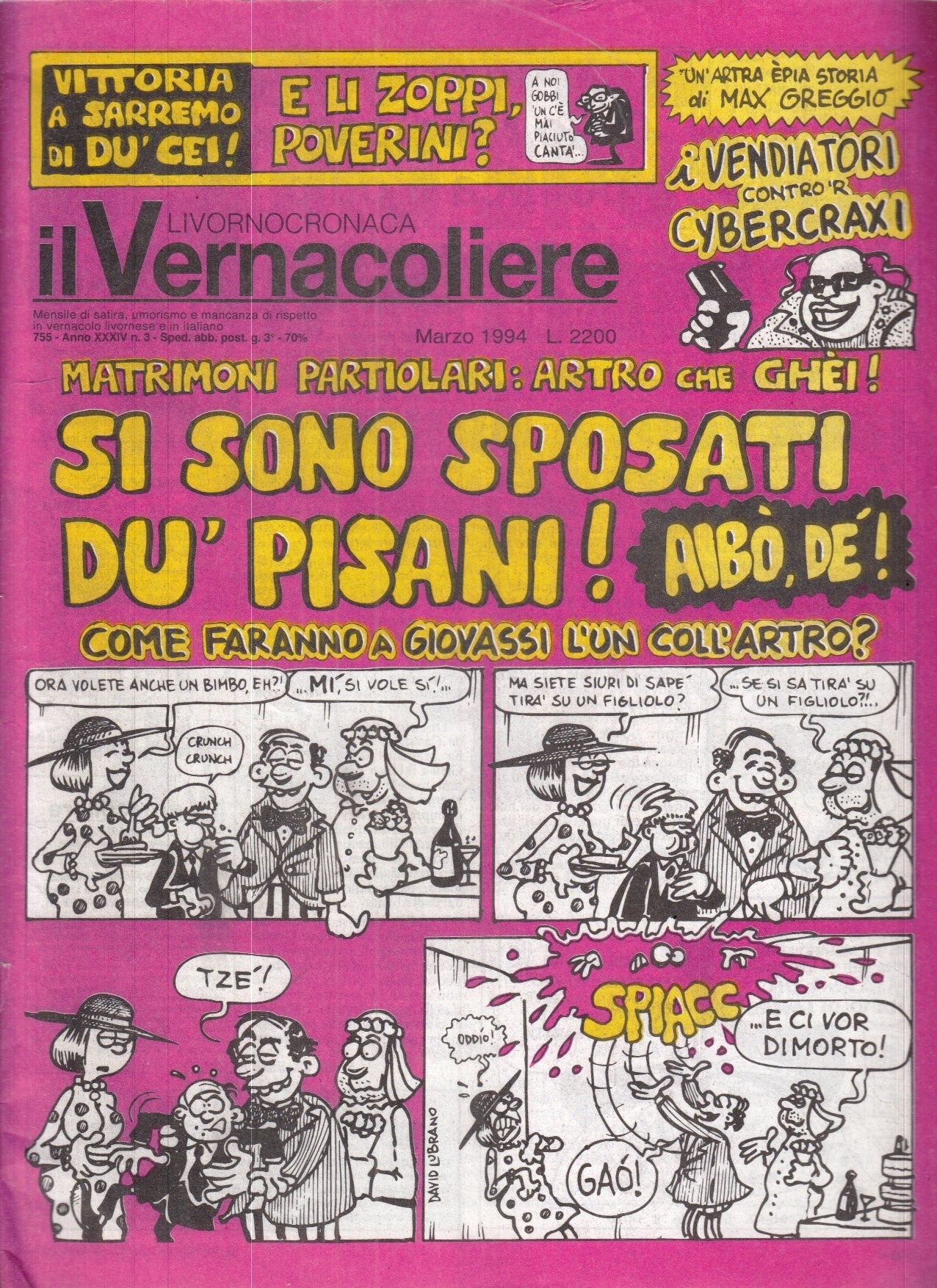 FR- LOTTO RIVISTA IL VERNACOLIERE 6 NUMERI 193/1994 - SATIRA UMORISMO - L25