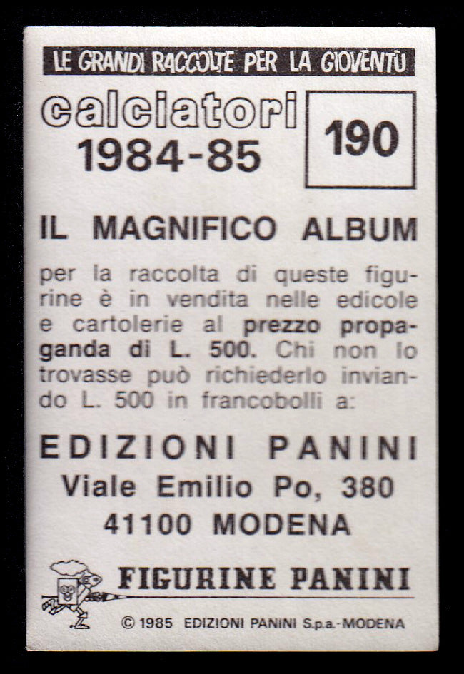 Figurine Panini - Calciatori 1984/85 - Mancolista MILAN